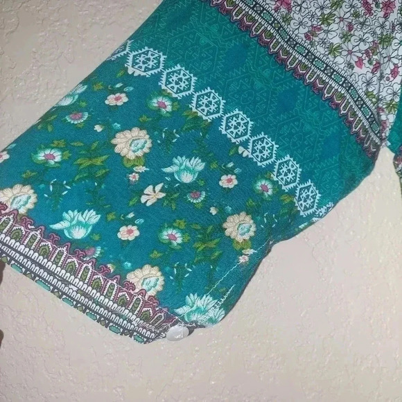 R. VIVIMOS Maxi Dress Size M Floral  Boho Prairie Festival Flowy Front Slit - Picture 9 of 10